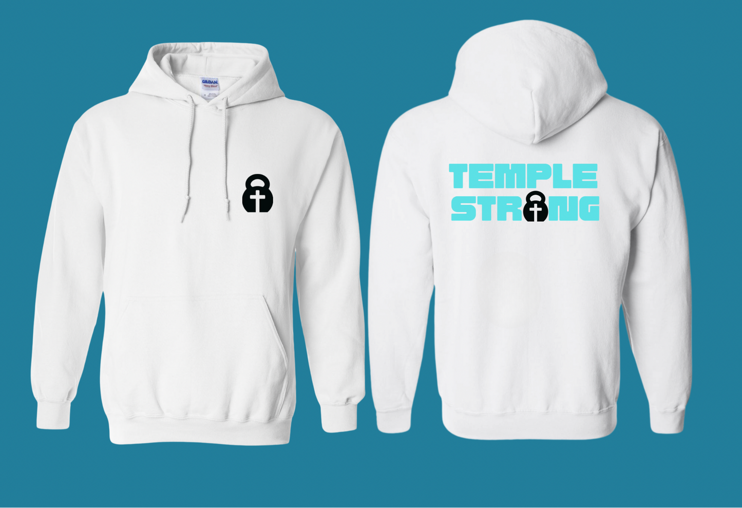 Temple Strong - Teal (Pull Over Hoodie)