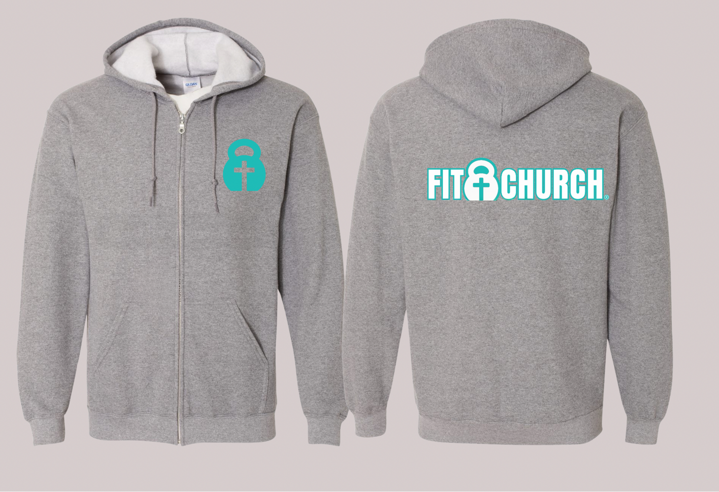 Fit Church - Teal (Full Zip Hoodie)