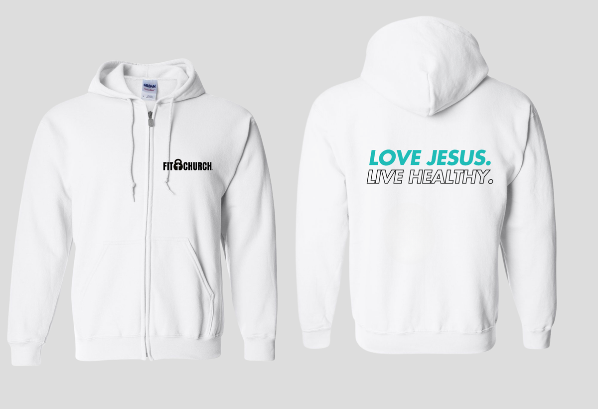 Love Jesus. Live Healthy. (Full Zip Hoodie)