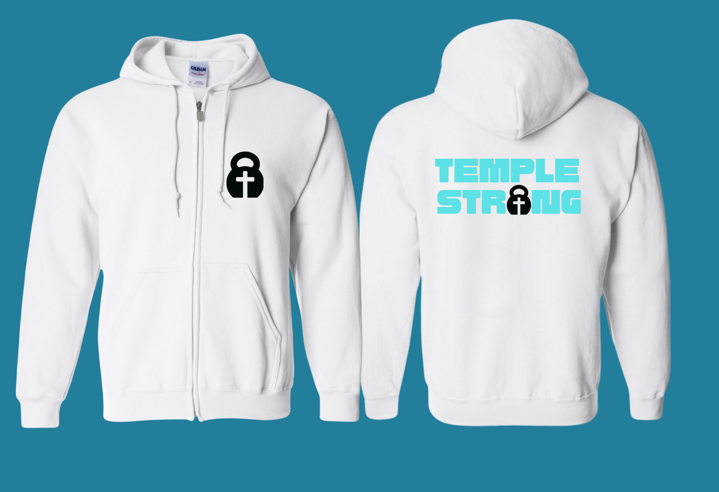 Temple Strong - Teal (Full Zip Hoodie)