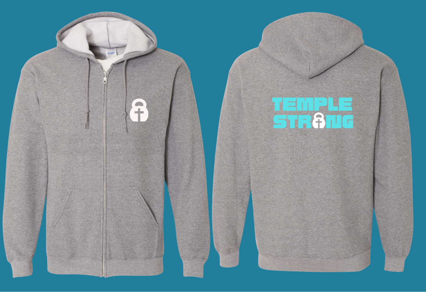 Temple Strong - Teal (Full Zip Hoodie)