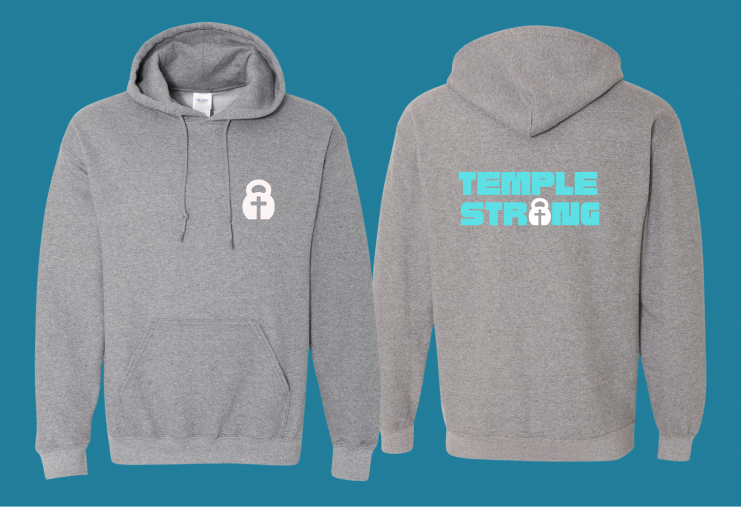 Temple Strong - Teal (Pull Over Hoodie)